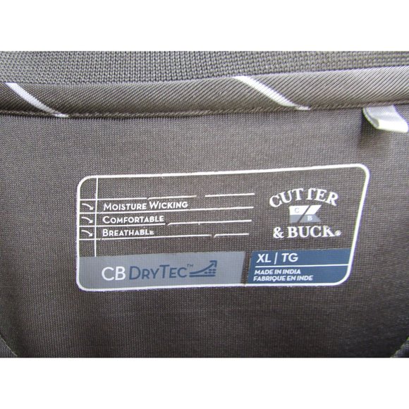 Cutter And Buck CB DryTec Green With White Stripes Cal Polo Shirt Size XLarge - Picture 3 of 7